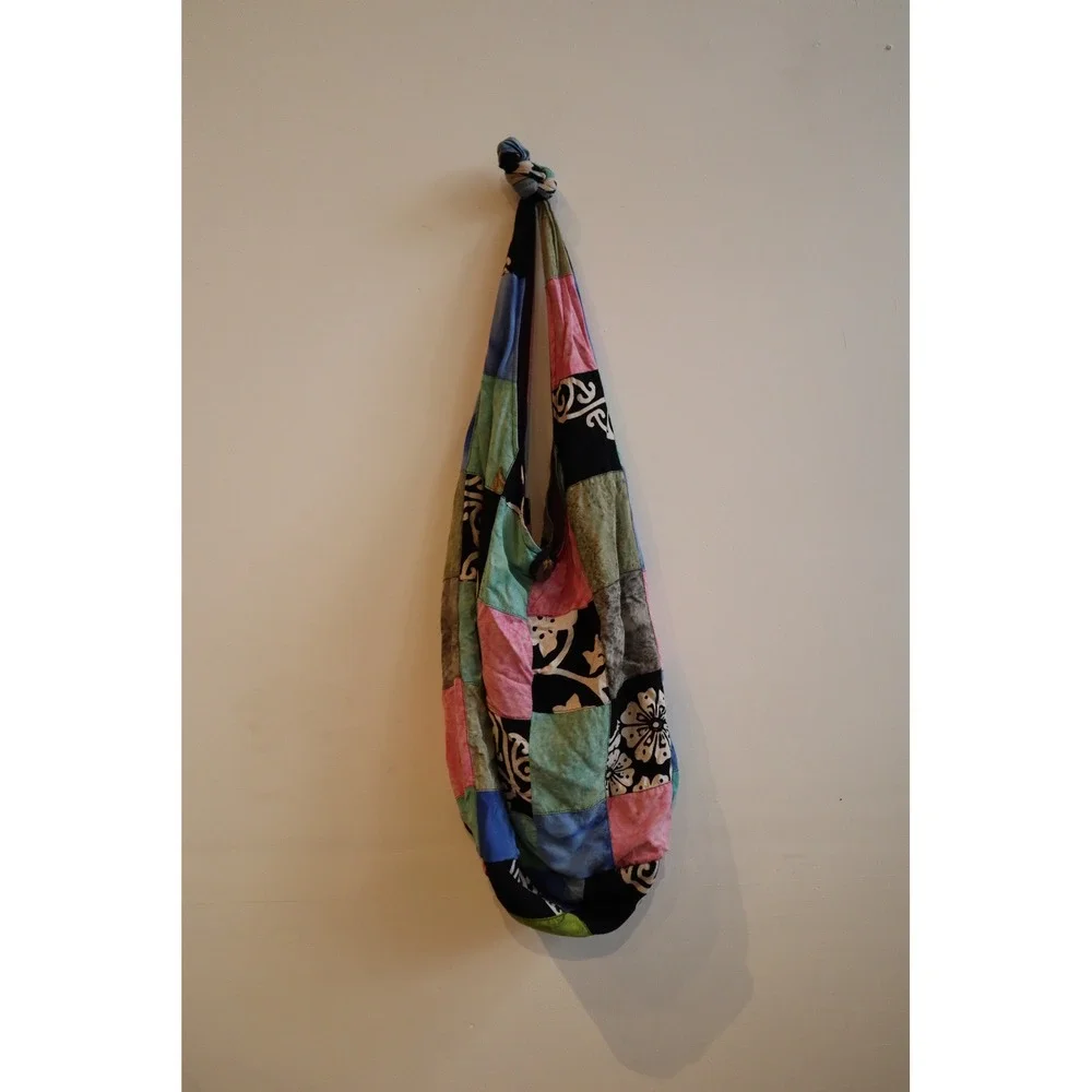 Boho Patchwork Hobo Bag Batik Floral Tie Dye Slouchy Shoulder Tote Multi Color